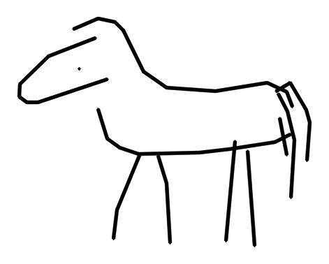 A hand-drawn horse standing still