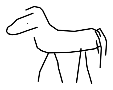 The same horse, first walking frame